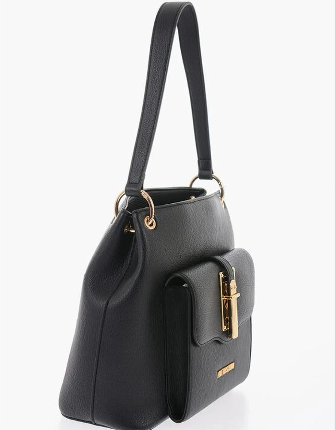 Eco-Leather Shoulder Bag with Zip Closure Women - Black