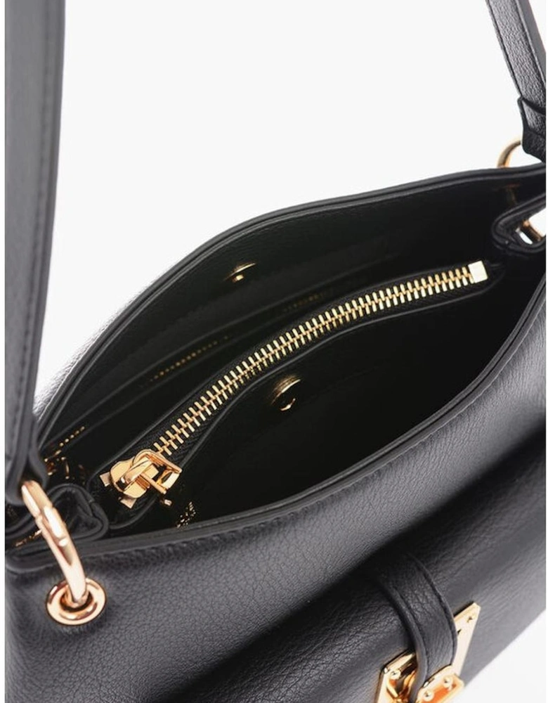 Eco-Leather Shoulder Bag with Zip Closure Women - Black