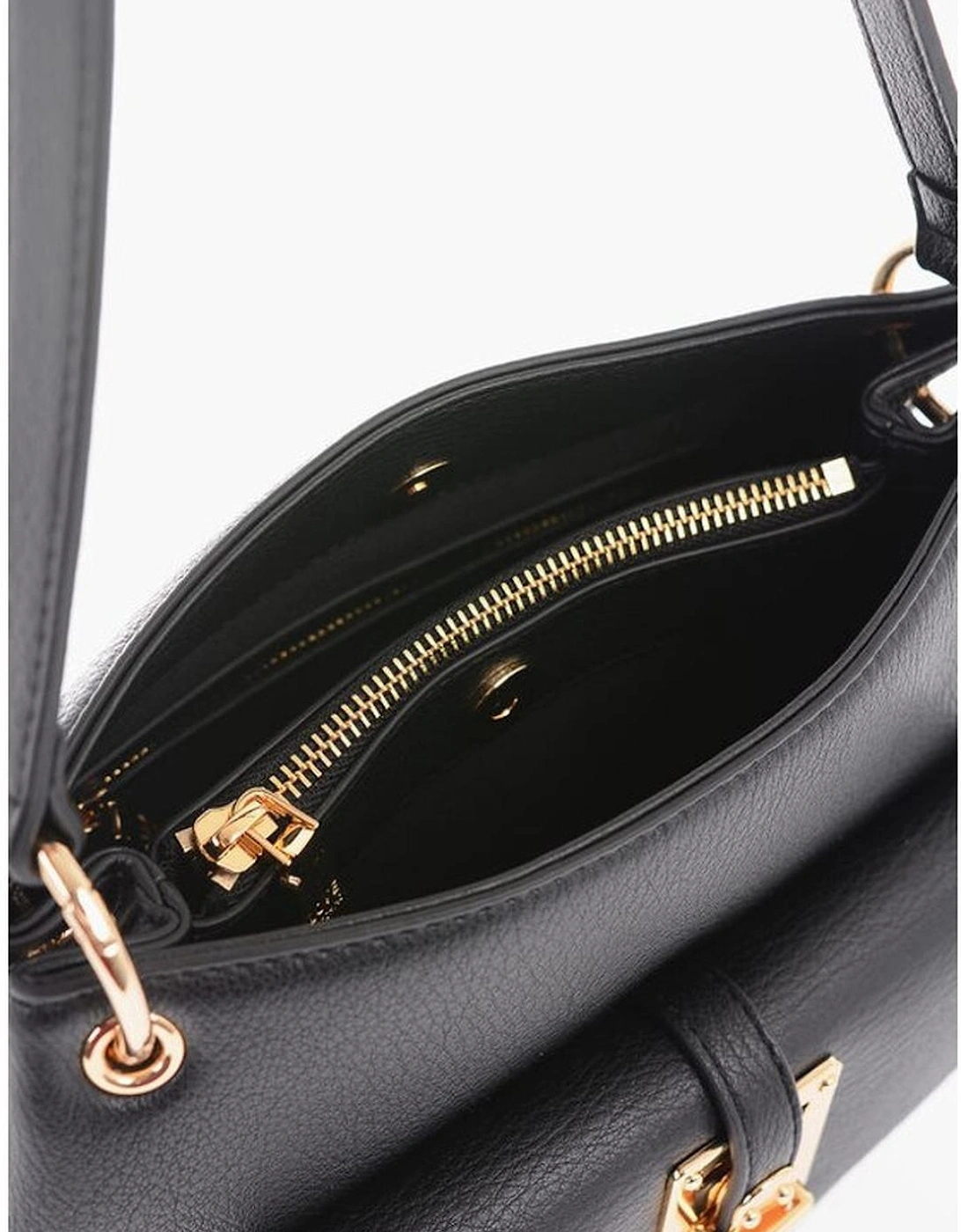 Eco-Leather Shoulder Bag with Zip Closure Women - Black