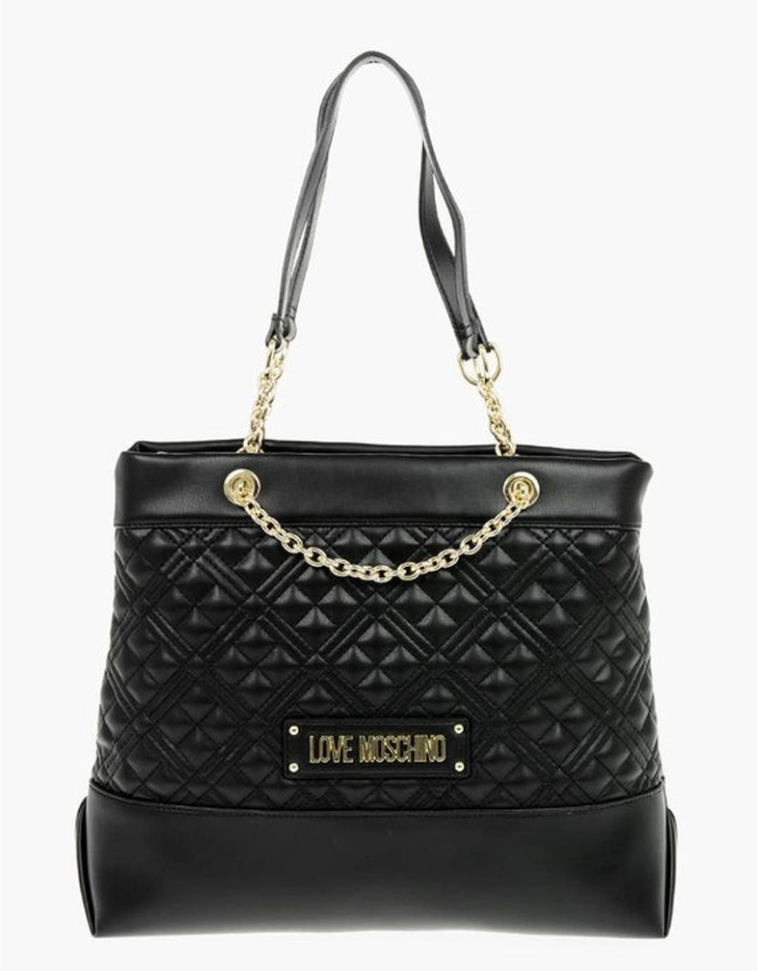 Monogram Eco-Leather Shoulder Bag with Zip Closure Women - Black, 6 of 5