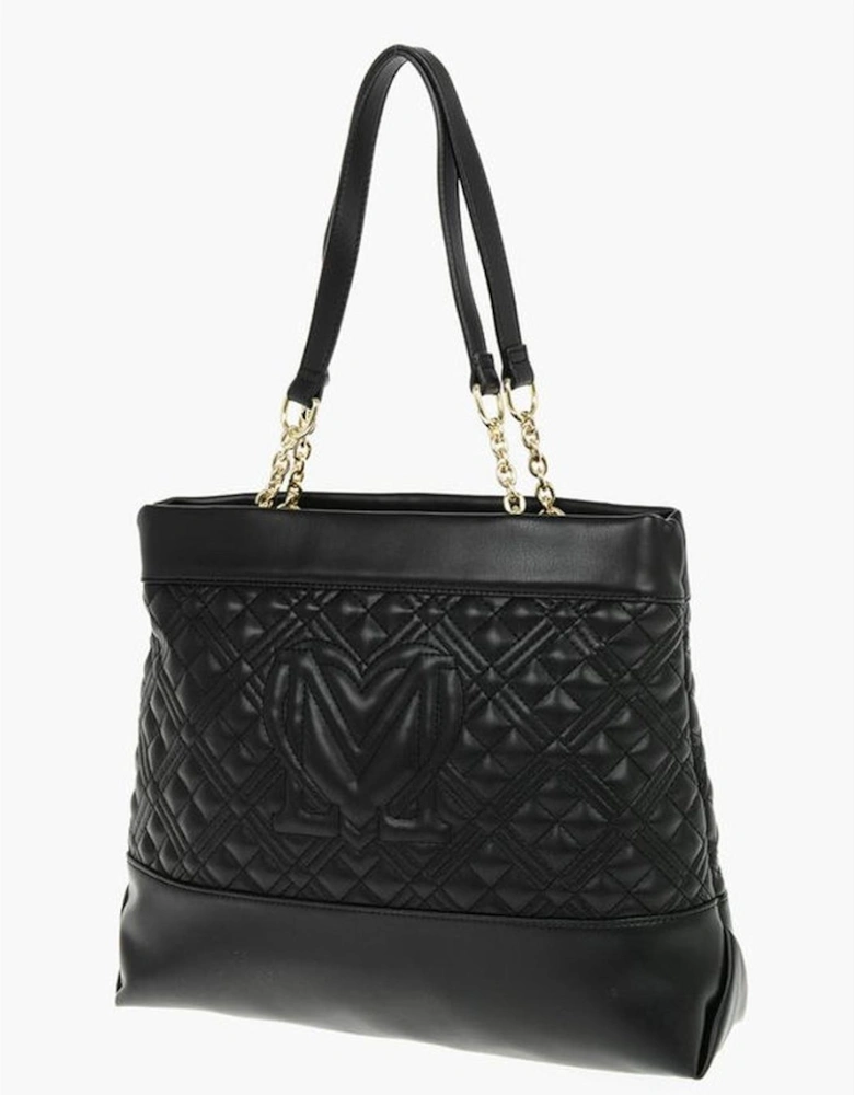 Monogram Eco-Leather Shoulder Bag with Zip Closure Women - Black