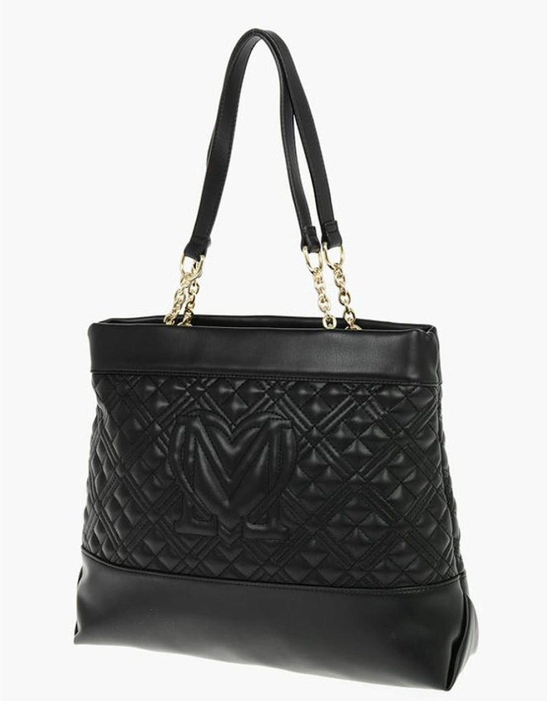 Monogram Eco-Leather Shoulder Bag with Zip Closure Women - Black