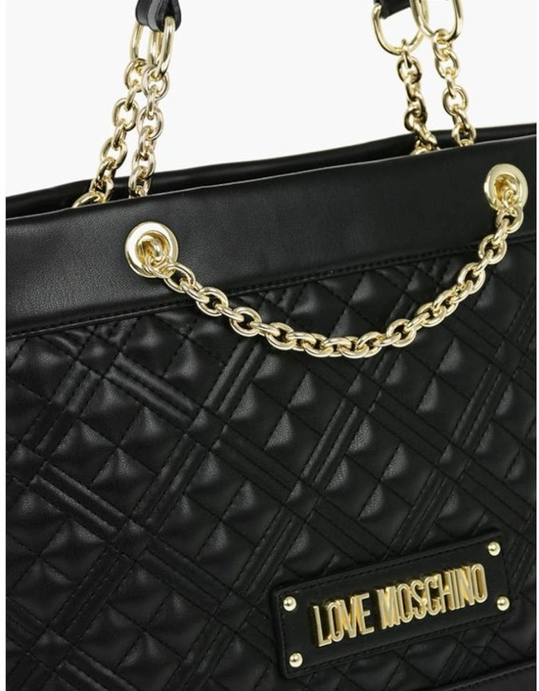 Monogram Eco-Leather Shoulder Bag with Zip Closure Women - Black