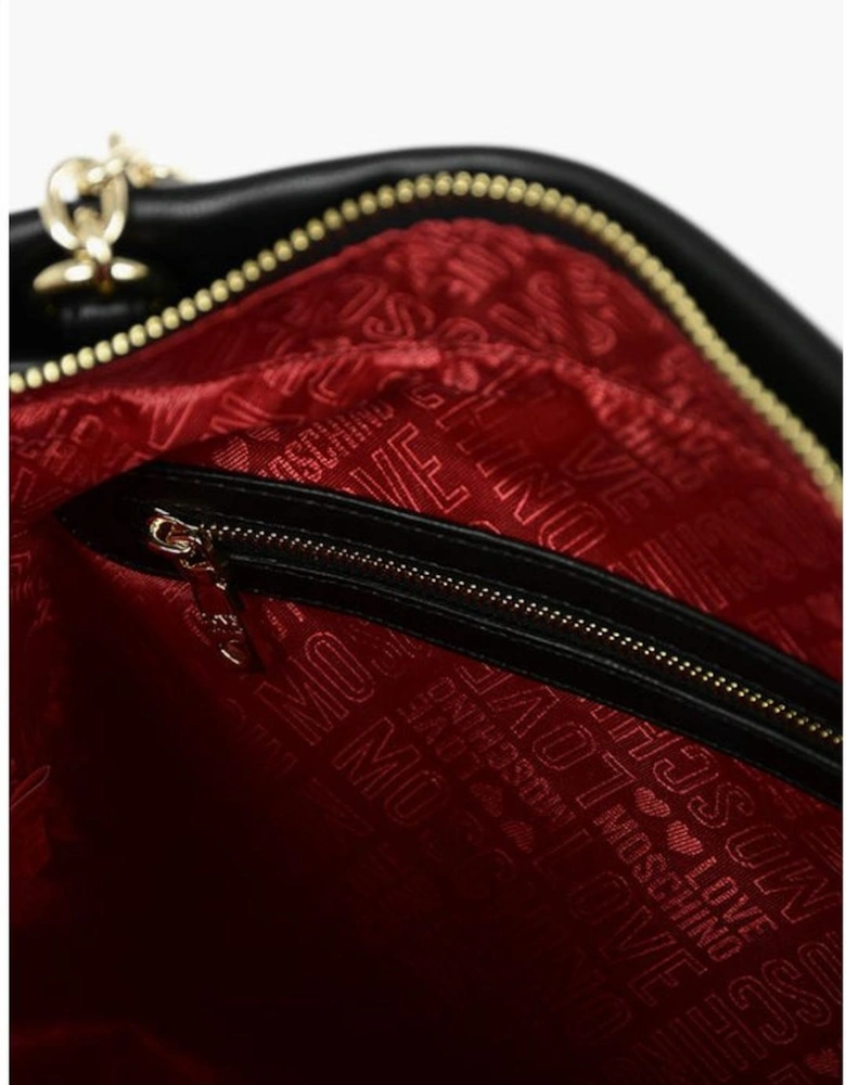 Monogram Eco-Leather Shoulder Bag with Zip Closure Women - Black