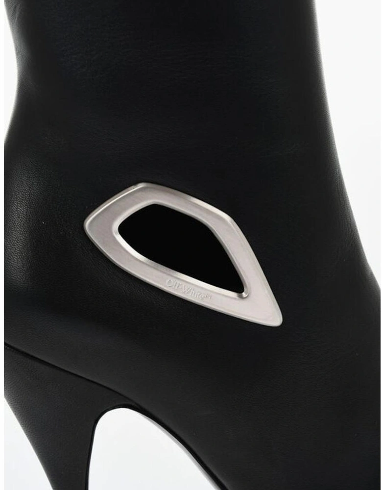 Knee-High Stiletto Heel Leather Boots Women - Black