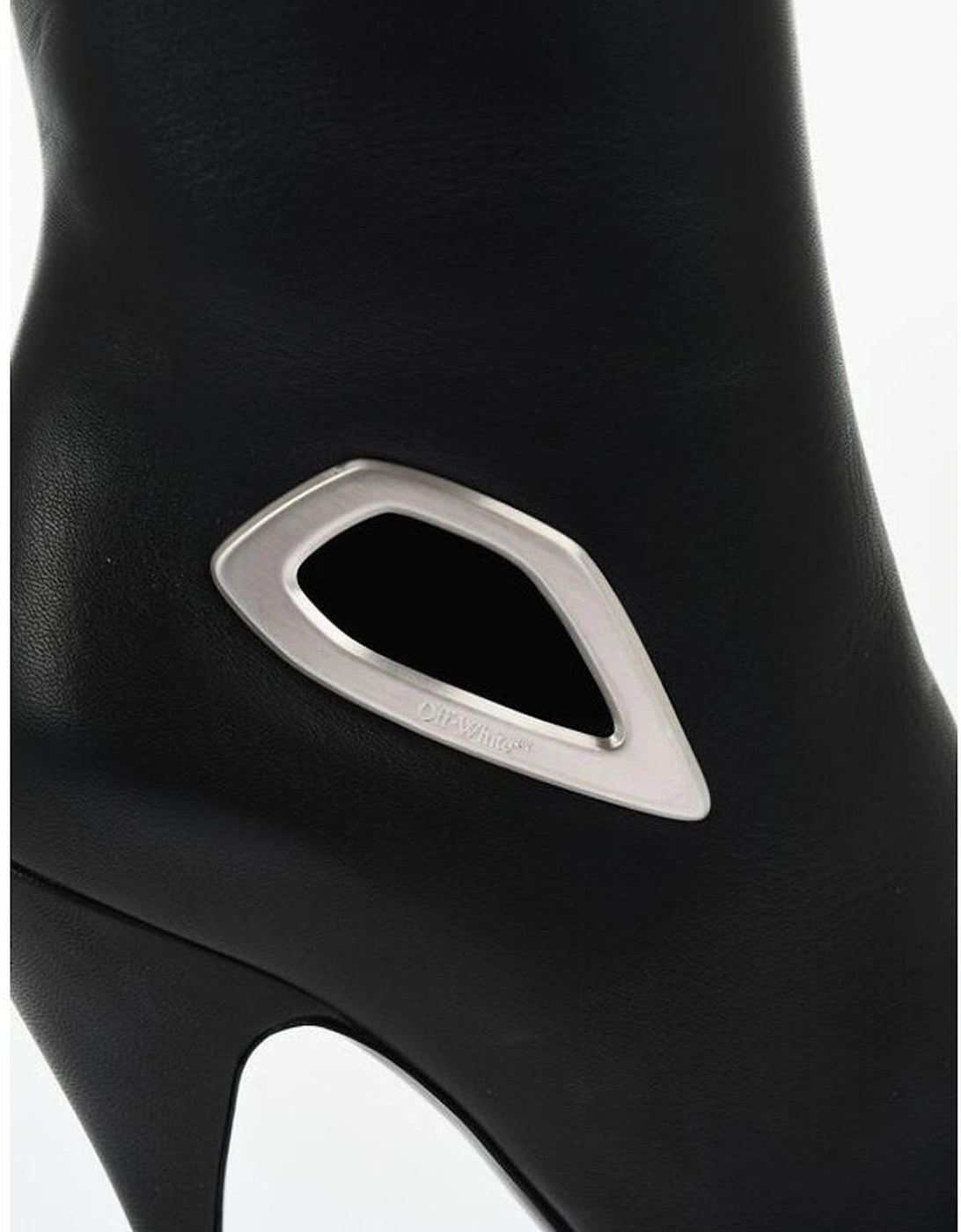 Knee-High Stiletto Heel Leather Boots Women - Black