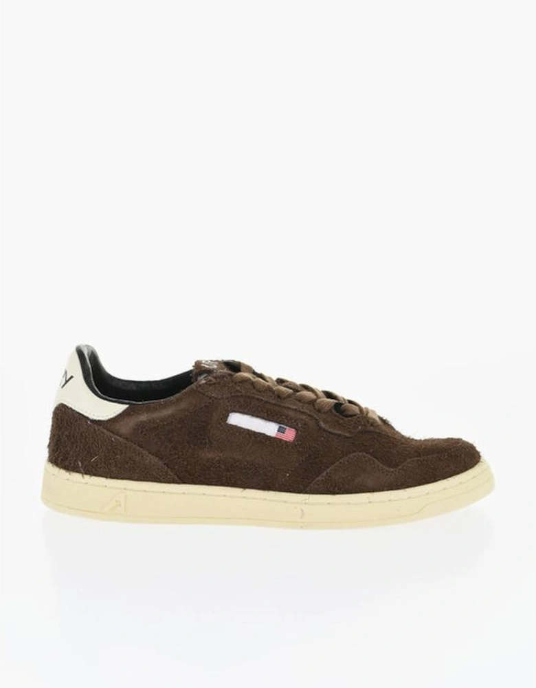 Suede Lace-Up Sneakers with Rubber Sole Women - Brown