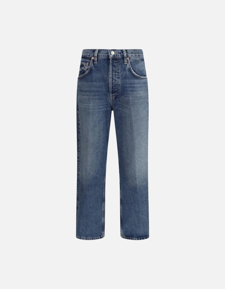 Dahlia Cotton Jeans with Logoed Leather Patch Women - Blue Jeans