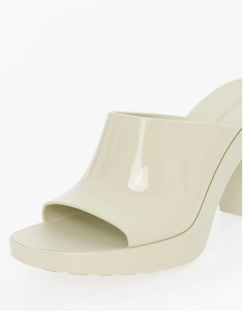 Peep Toe Rubber Sole Square Heel Shoes Women - White Sandals