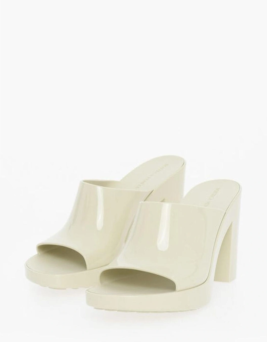 Peep Toe Rubber Sole Square Heel Shoes Women - White Sandals, 6 of 5