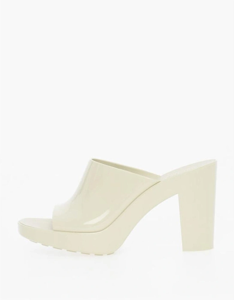 Peep Toe Rubber Sole Square Heel Shoes Women - White Sandals