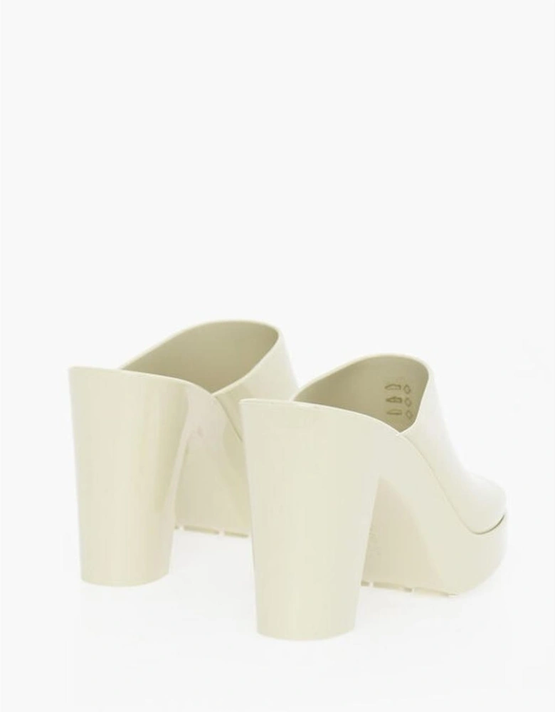 Peep Toe Rubber Sole Square Heel Shoes Women - White Sandals