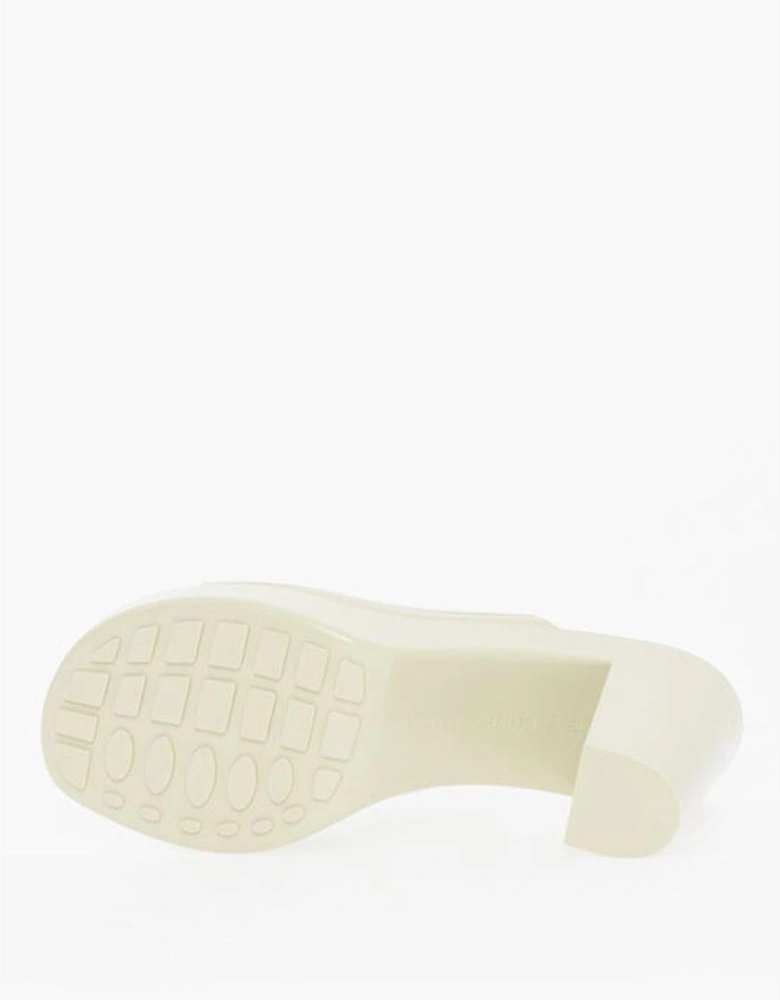 Peep Toe Rubber Sole Square Heel Shoes Women - White Sandals
