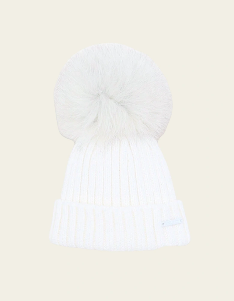 Ivory Knit Faux Fur Hat