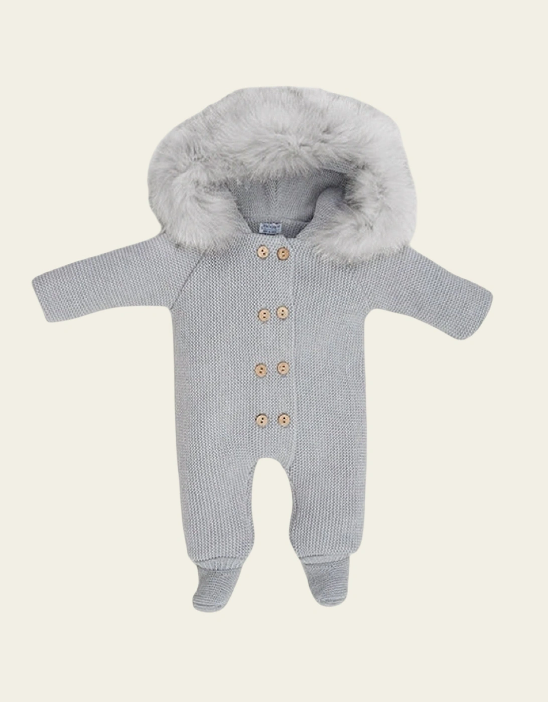 Grey Knit Faux Fur Pramsuit, 3 of 2