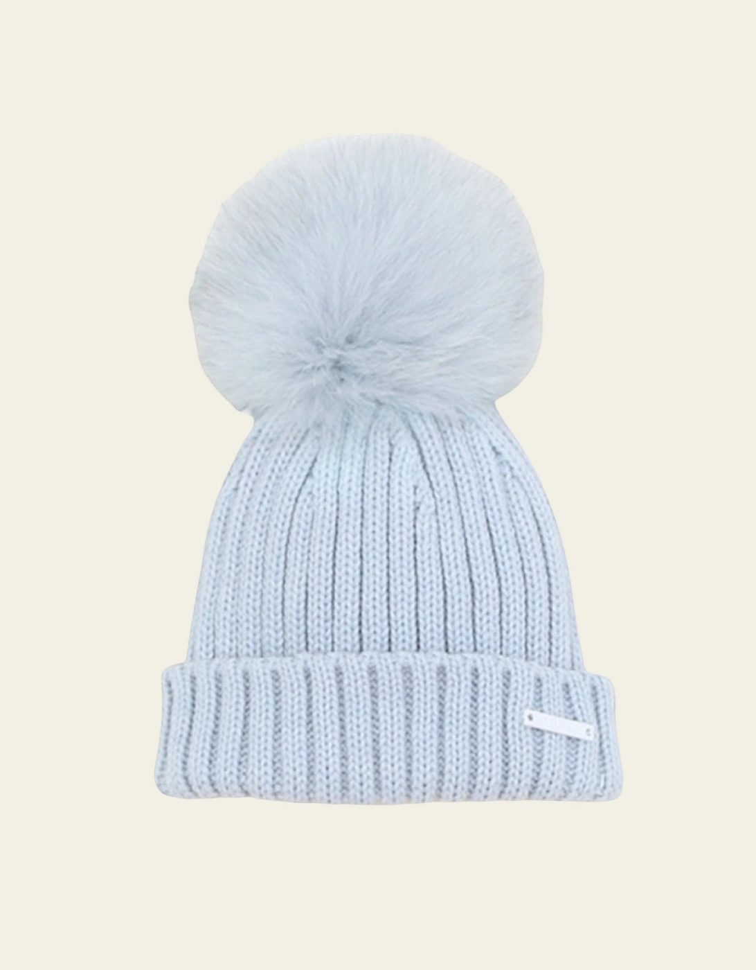 Powder Blue Knit Faux Fur Hat, 4 of 3
