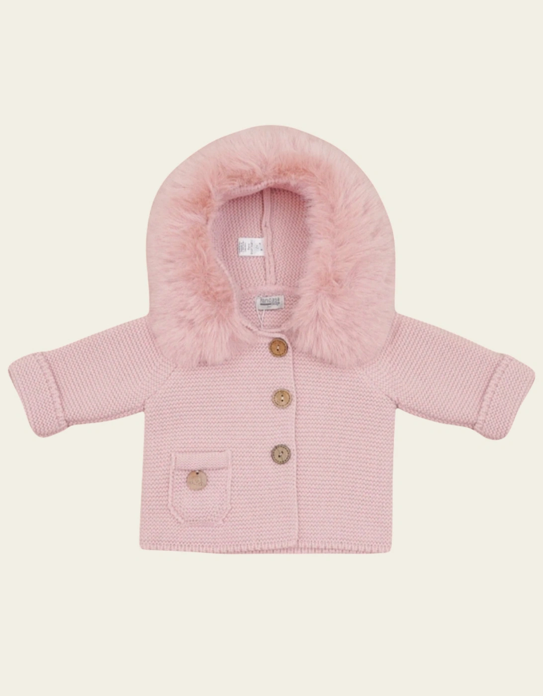 Powder Pink Knit Faux Fur Cardigan, 4 of 3