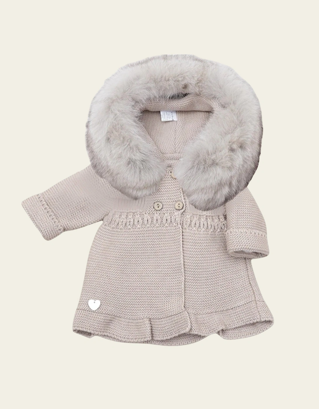 Camel Knit A Line Faux Fur Cardigan, 4 of 3