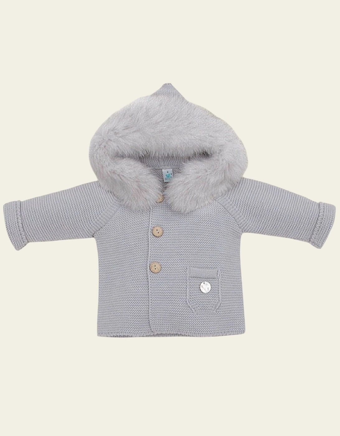 Grey Knit Faux Fur Cardigan, 4 of 3