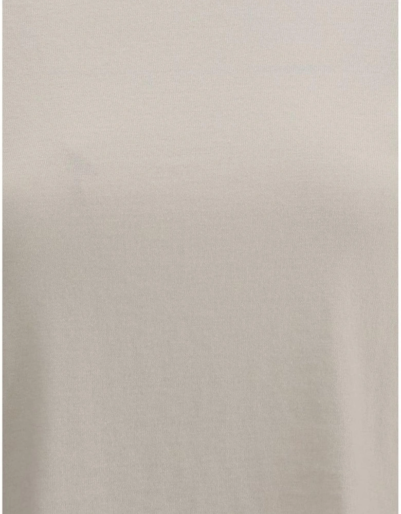 Cropped Cashmere-Cotton Knit T-Shirt Women - Cream