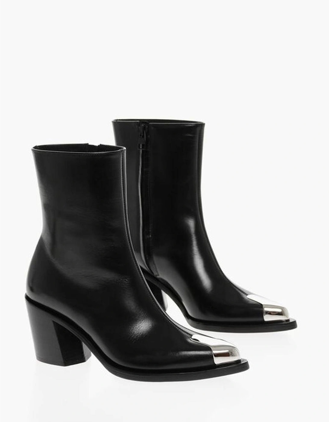 Leather Boots with Zip and Contrasting Details Women - Black, 7 of 6