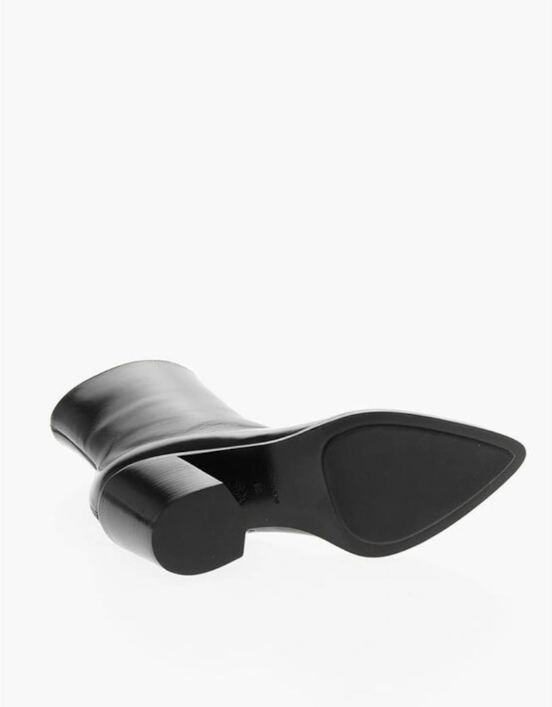 Leather Boots with Zip and Contrasting Details Women - Black