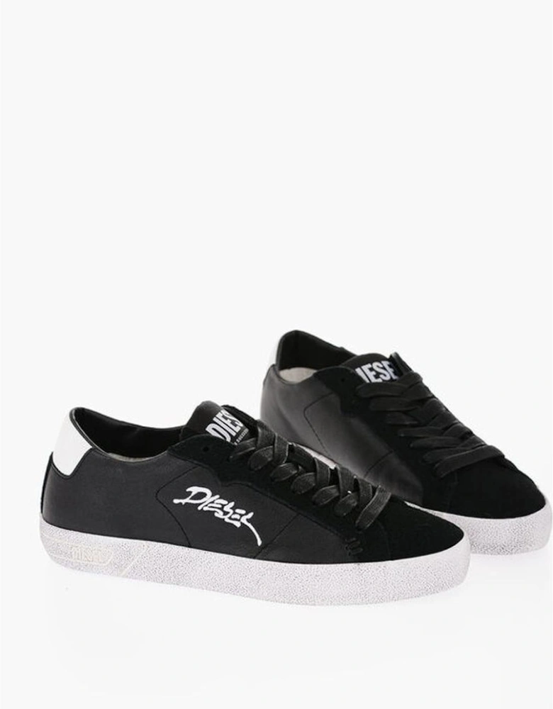 Lace-Up Eco-Leather Sneakers with Rubber Sole Women - Black