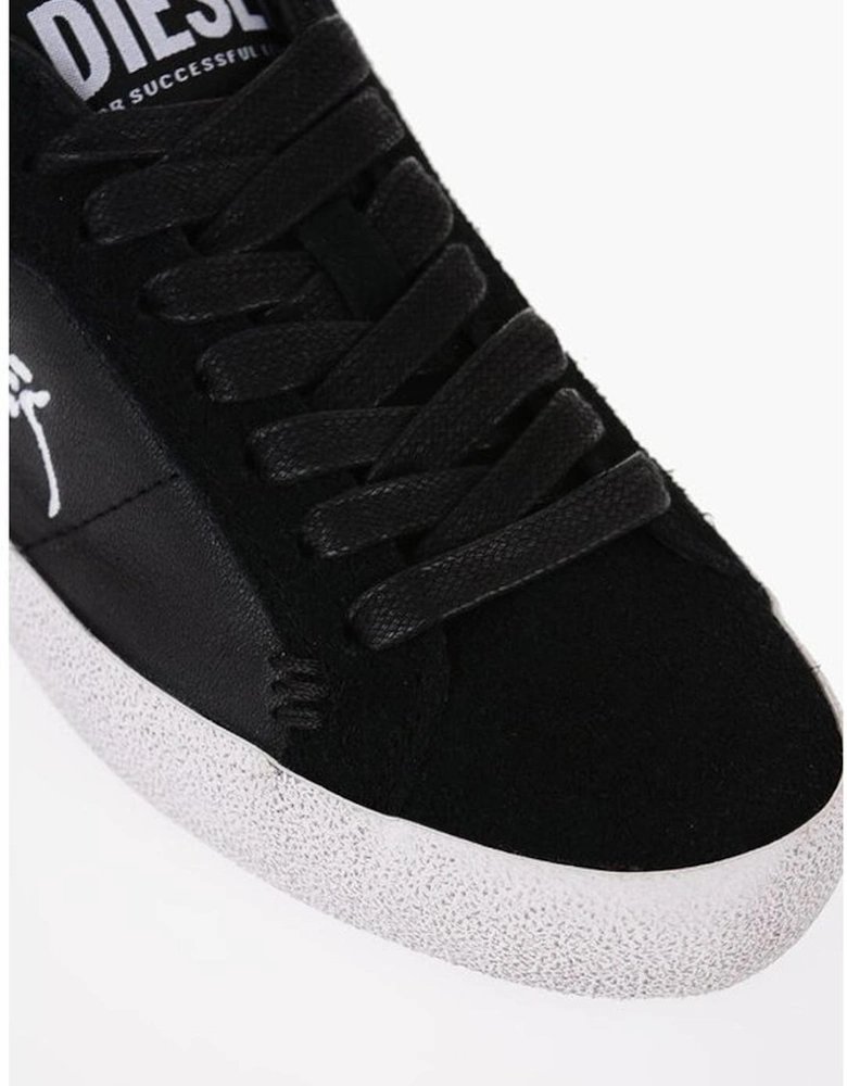 Lace-Up Eco-Leather Sneakers with Rubber Sole Women - Black