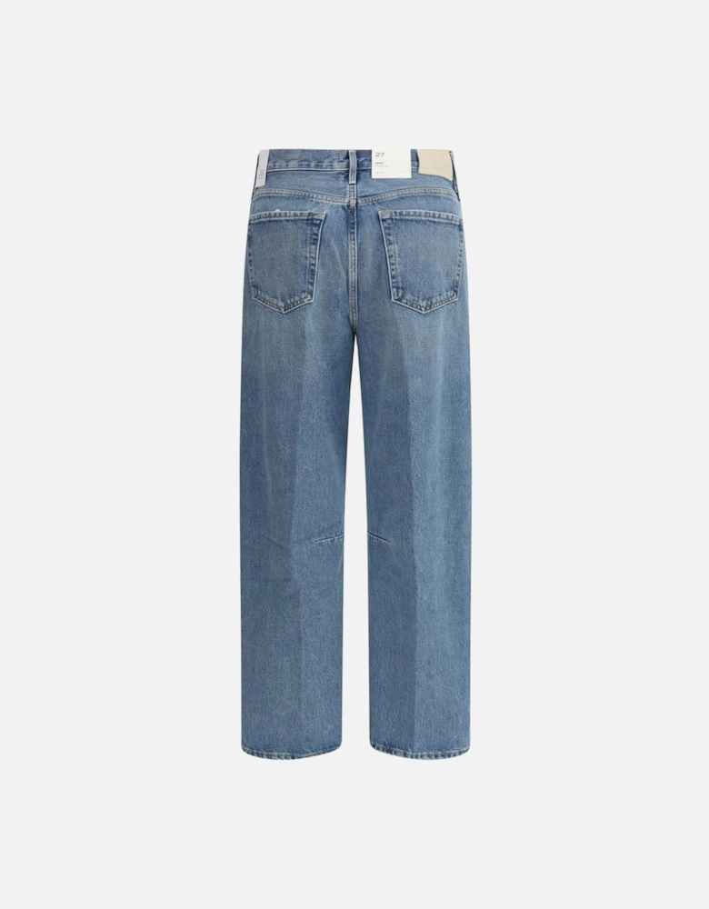 Miro Mid-Rise Cotton Jeans with Leather Patch Women - Light Blue Jeans