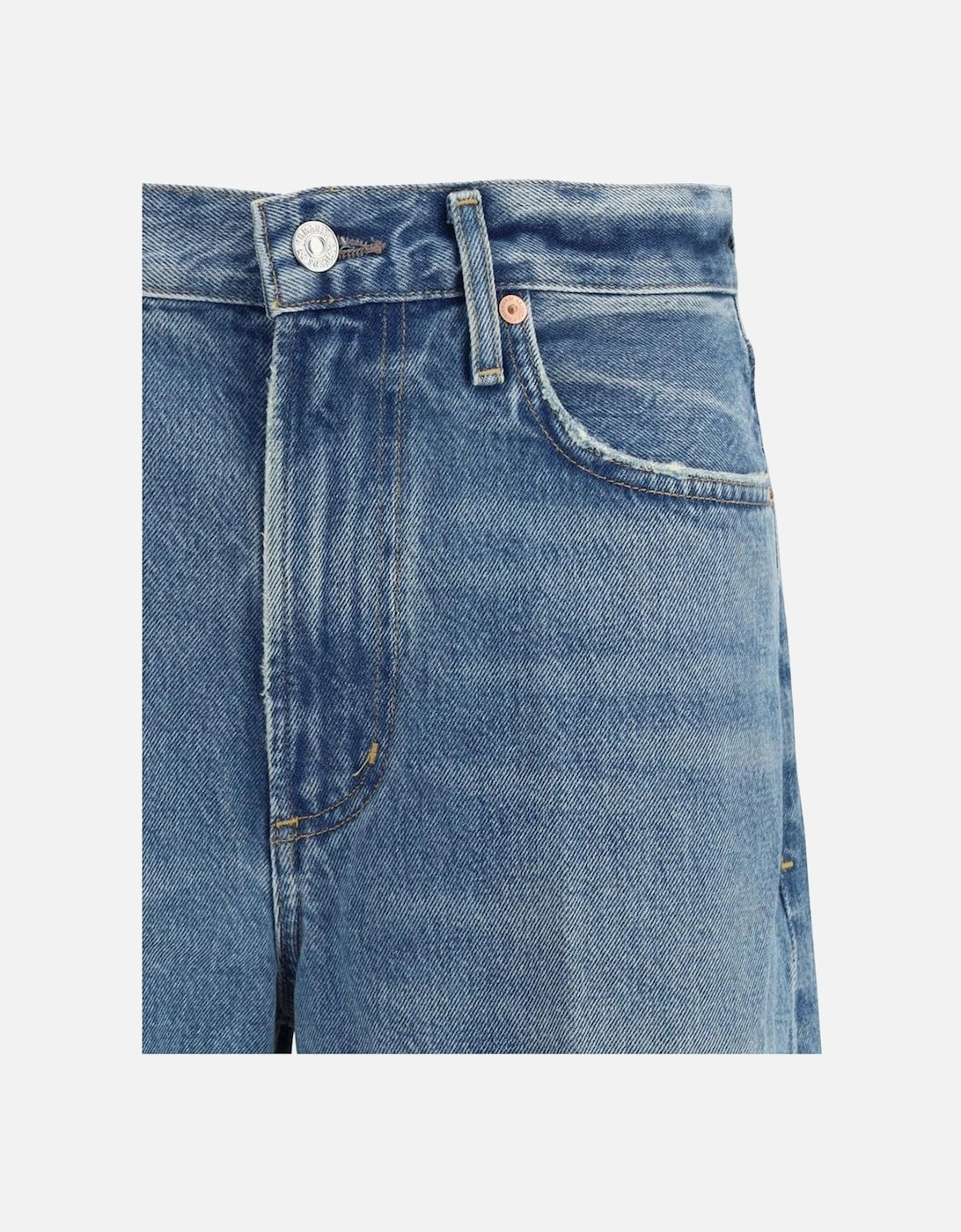 Miro Mid-Rise Cotton Jeans with Leather Patch Women - Light Blue Jeans