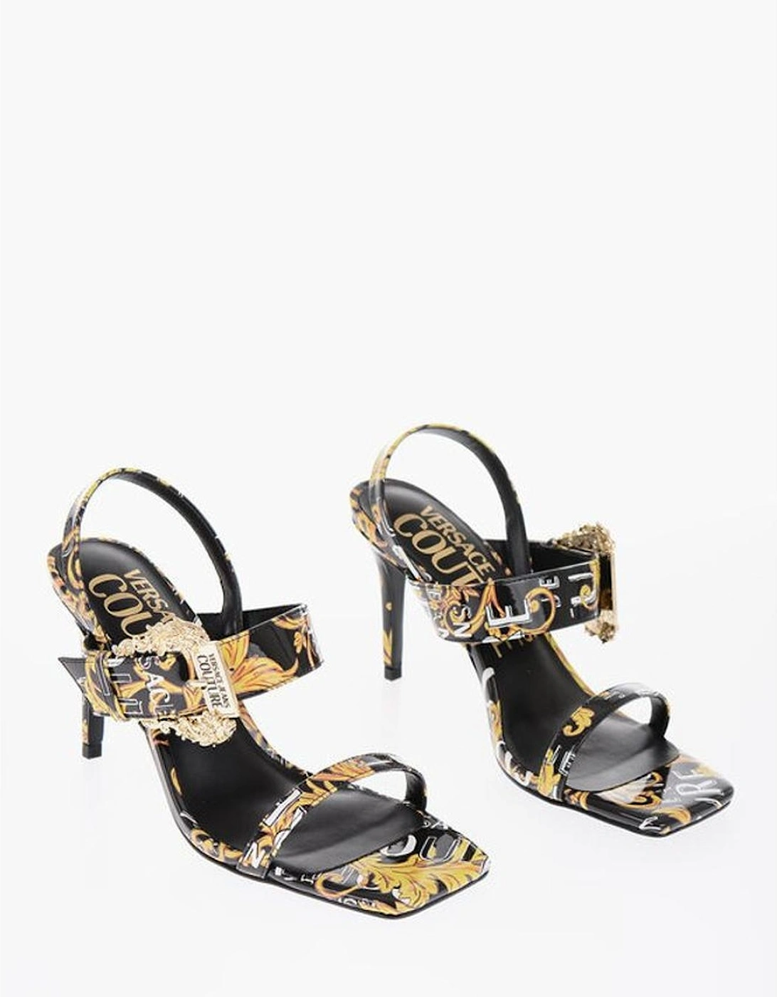 Gold Embroidered Buckle Strap Eco-Leather Sandals Women - Black, 5 of 4