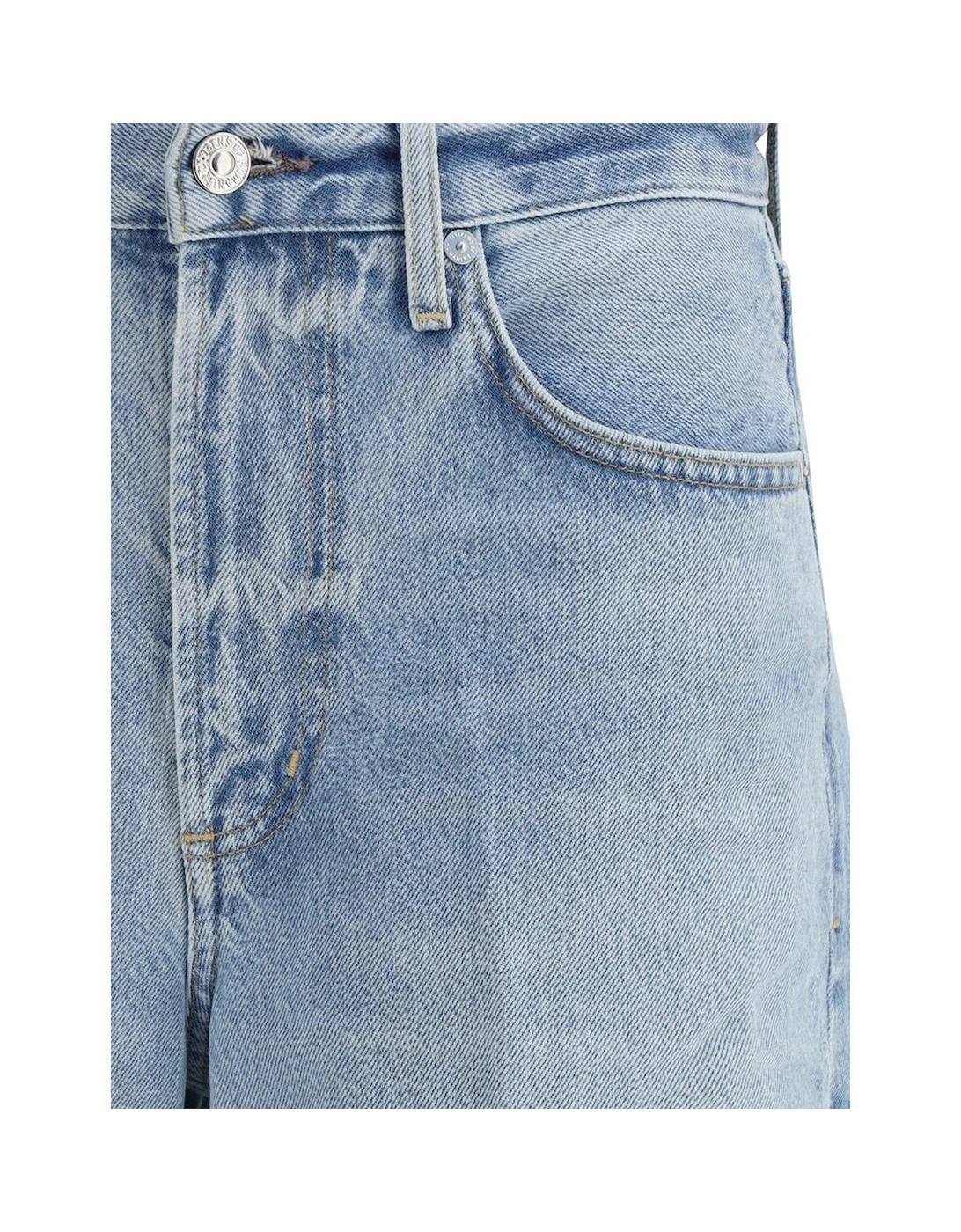 Miro Cotton Mid-Rise Jeans with Leather Patch Women - Light Blue Jeans