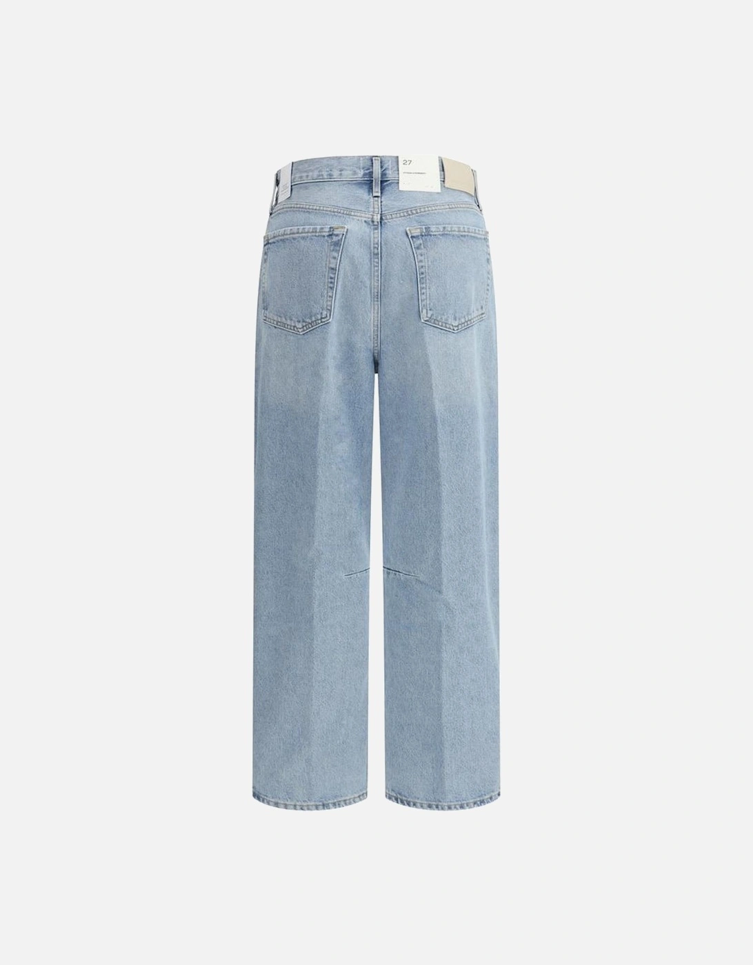 Miro Cotton Mid-Rise Jeans with Leather Patch Women - Light Blue Jeans