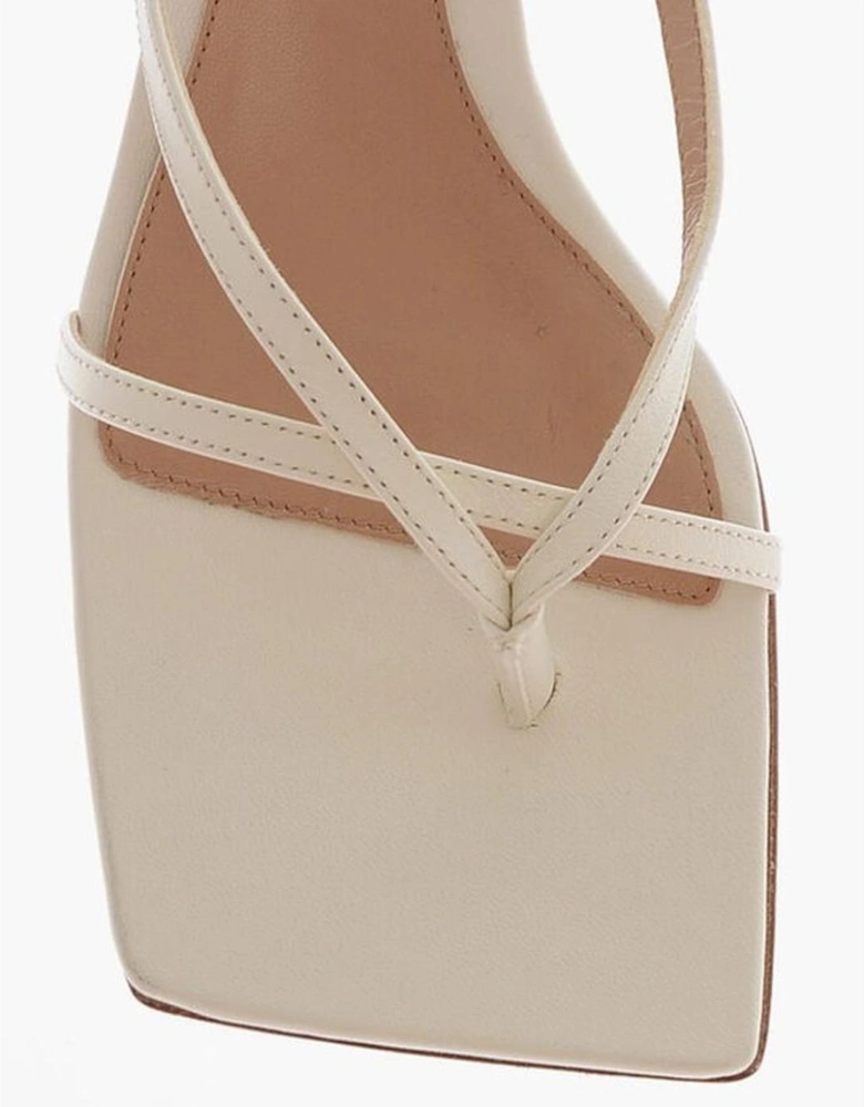 Covered Leather Heels with Buckle Fastening Women - White Sandals
