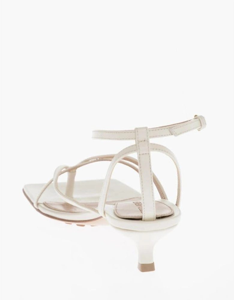 Covered Leather Heels with Buckle Fastening Women - White Sandals