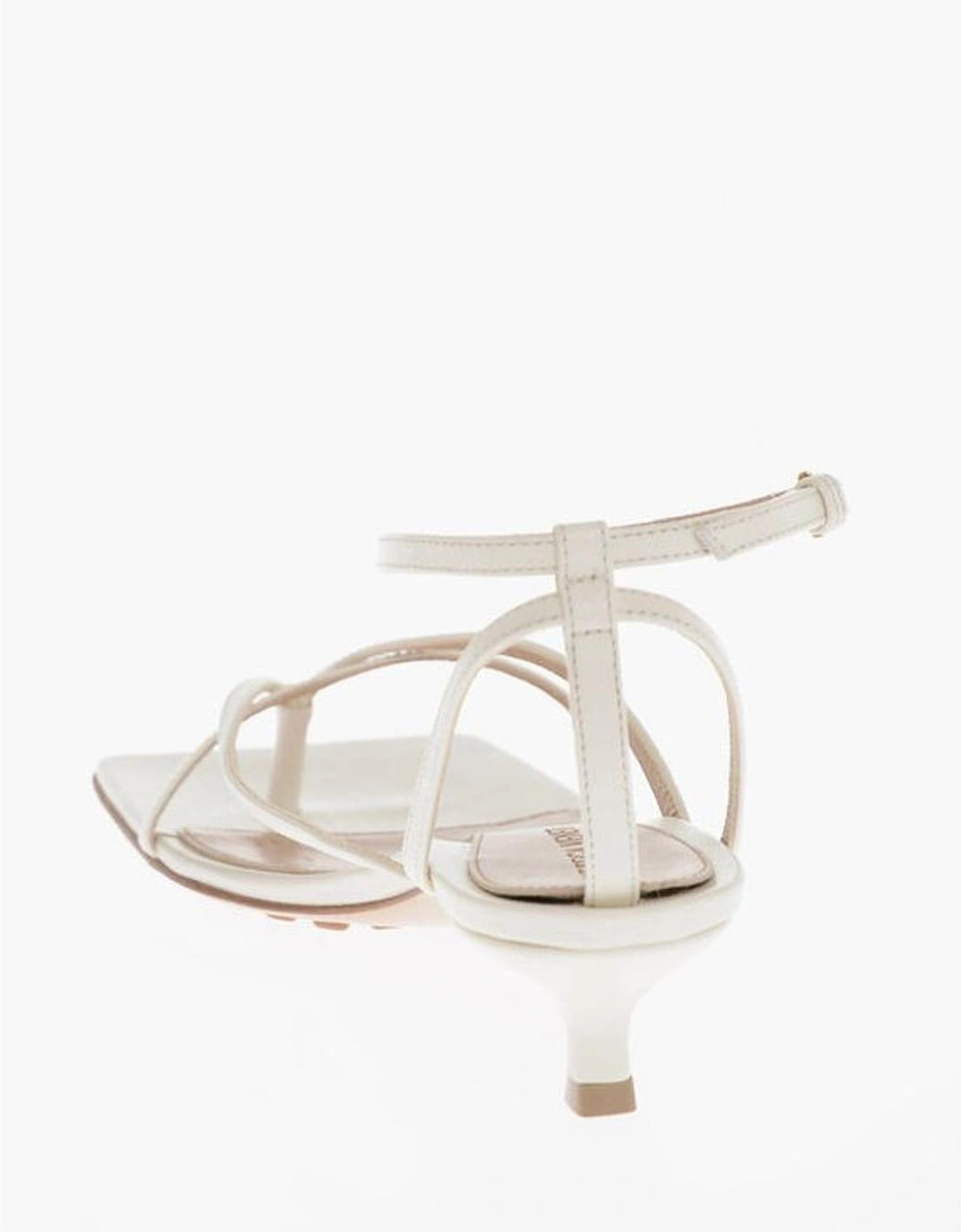 Covered Leather Heels with Buckle Fastening Women - White Sandals