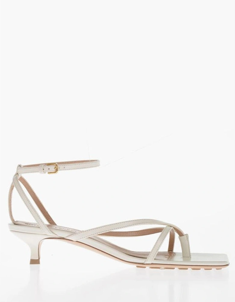 Covered Leather Heels with Buckle Fastening Women - White Sandals
