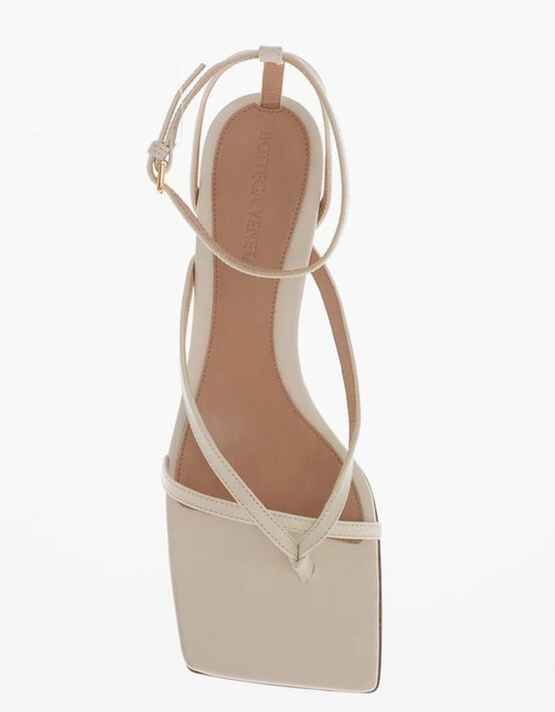 Covered Leather Heels with Buckle Fastening Women - White Sandals