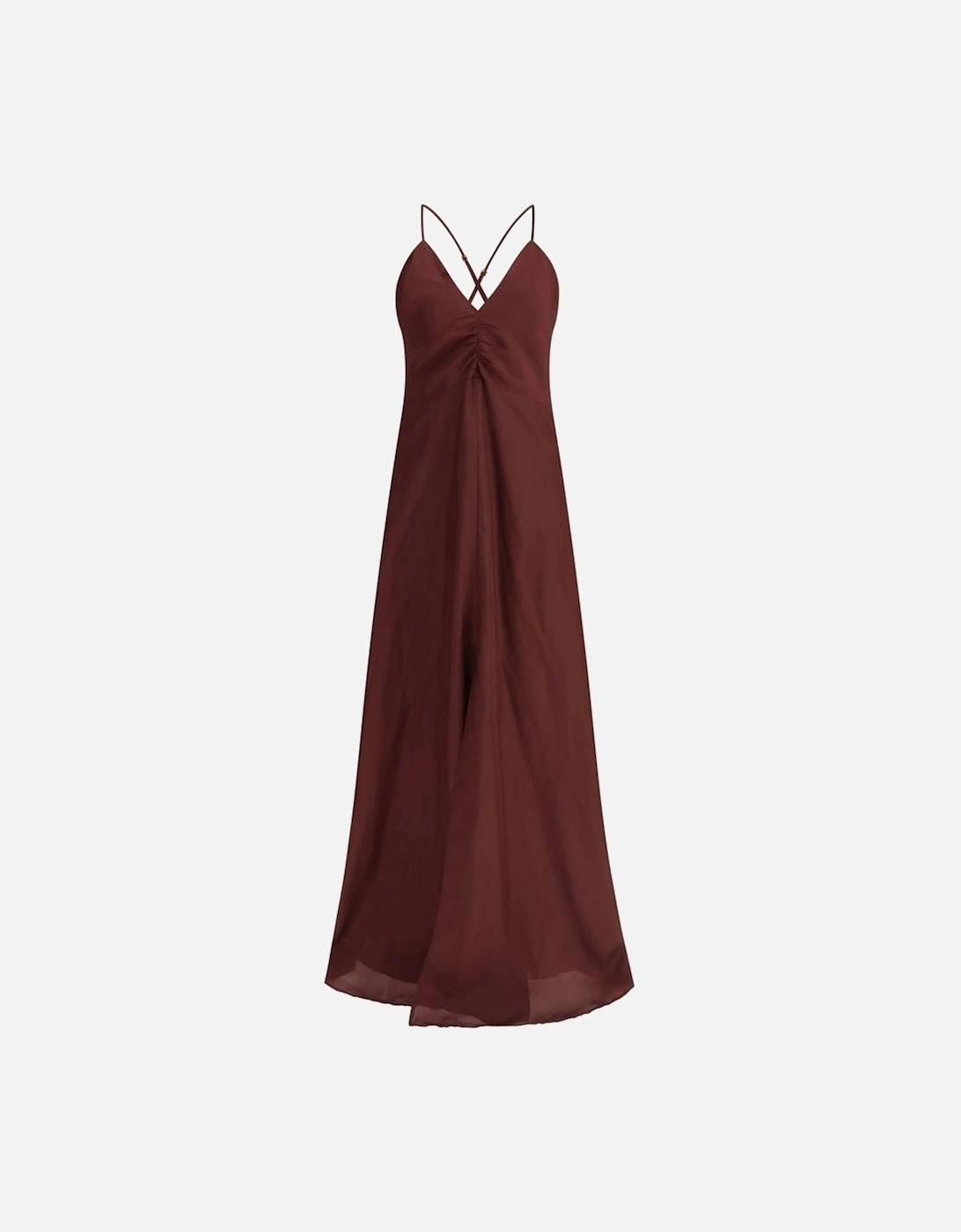Silk Habotai Dress with Crisscross Straps Women - Bordeaux Dresses, 4 of 3