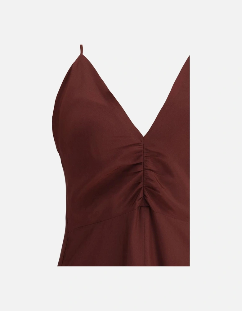 Silk Habotai Dress with Crisscross Straps Women - Bordeaux Dresses