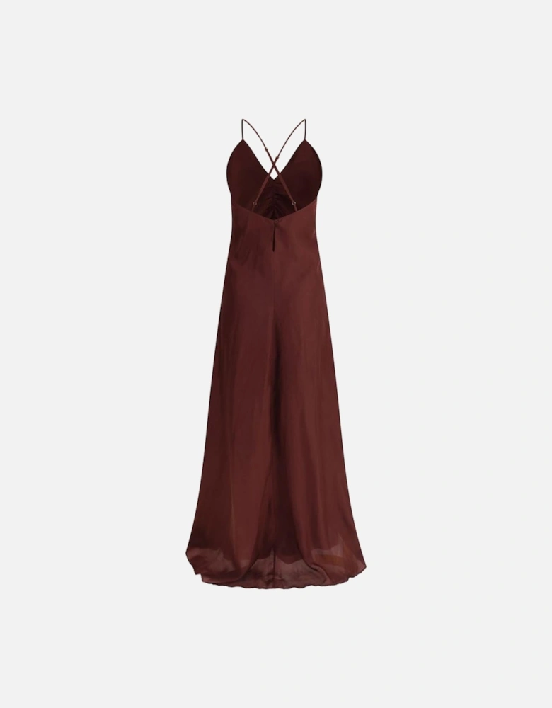 Silk Habotai Dress with Crisscross Straps Women - Bordeaux Dresses