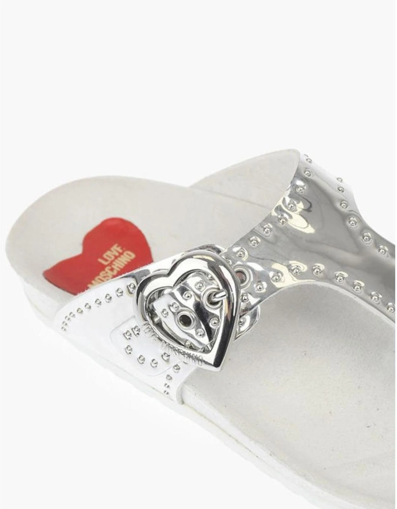 Rubber Sole Buckled Logo Sneakers Women - White Sandals