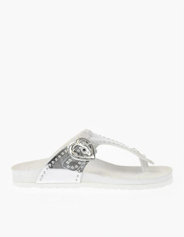Rubber Sole Buckled Logo Sneakers Women - White Sandals