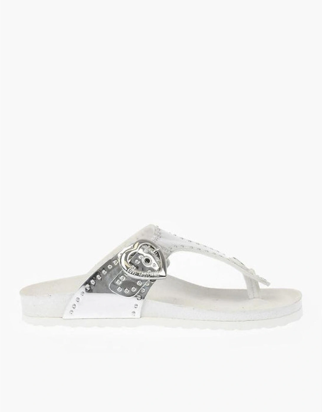 Rubber Sole Buckled Logo Sneakers Women - White Sandals