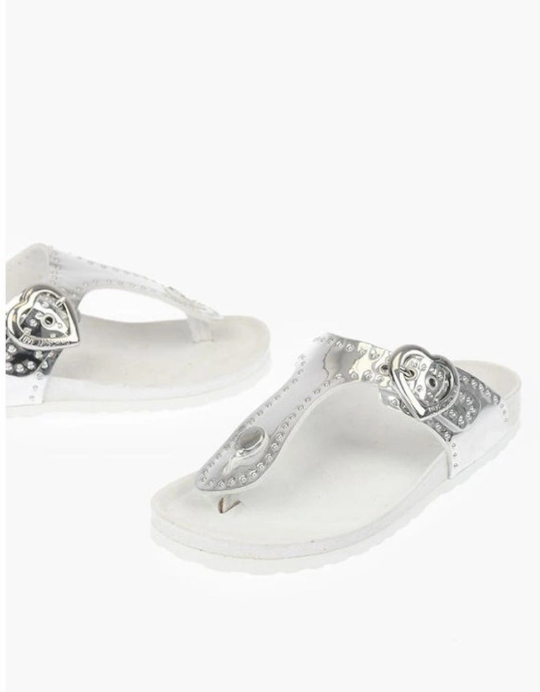 Rubber Sole Buckled Logo Sneakers Women - White Sandals