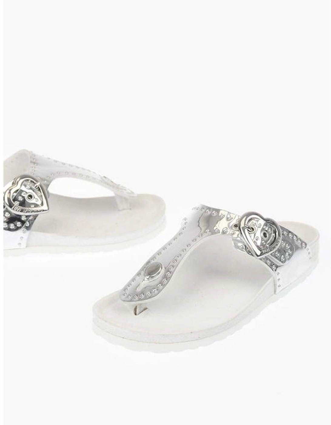 Rubber Sole Buckled Logo Sneakers Women - White Sandals, 6 of 5