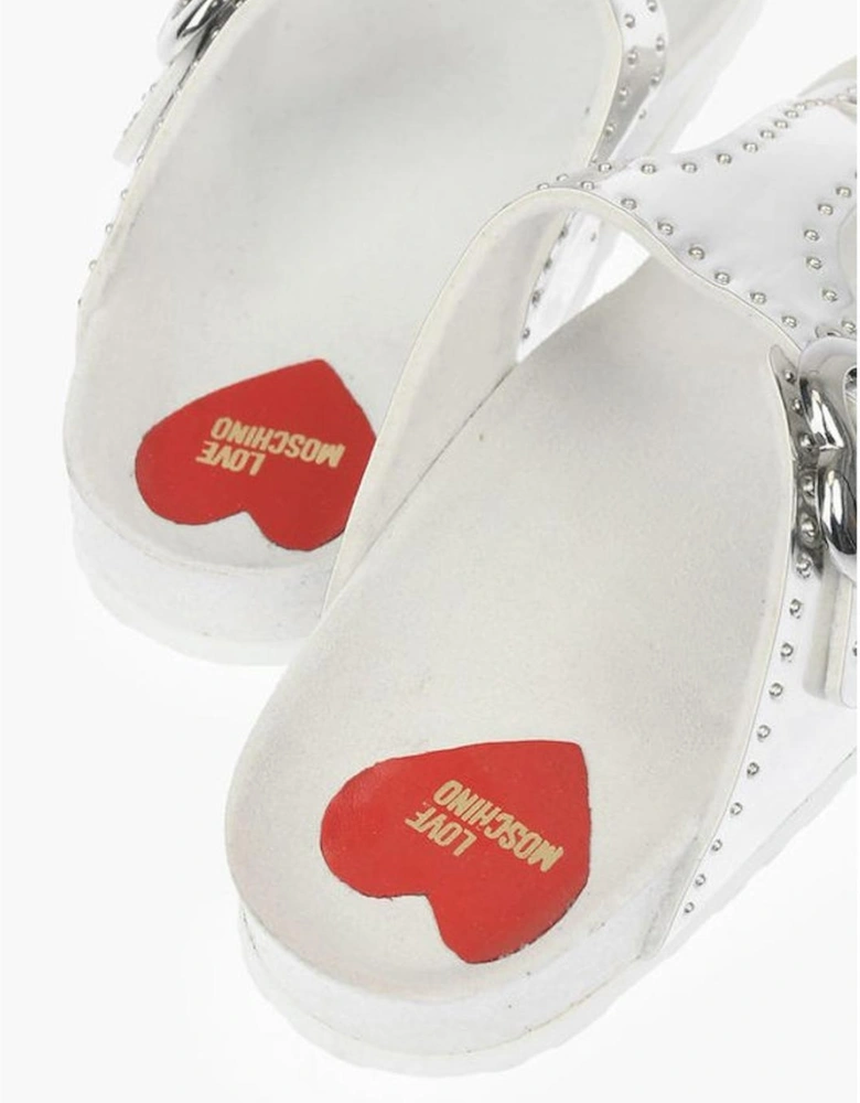 Rubber Sole Buckled Logo Sneakers Women - White Sandals