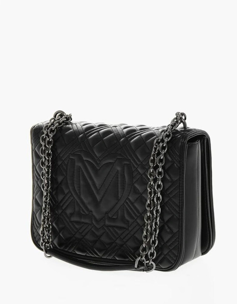 Eco-Leather Logo Shoulder Bag Women - Black