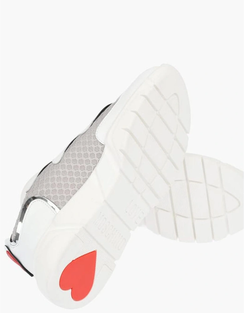 Leather and Canvas Lace-Up Sneakers Women - White