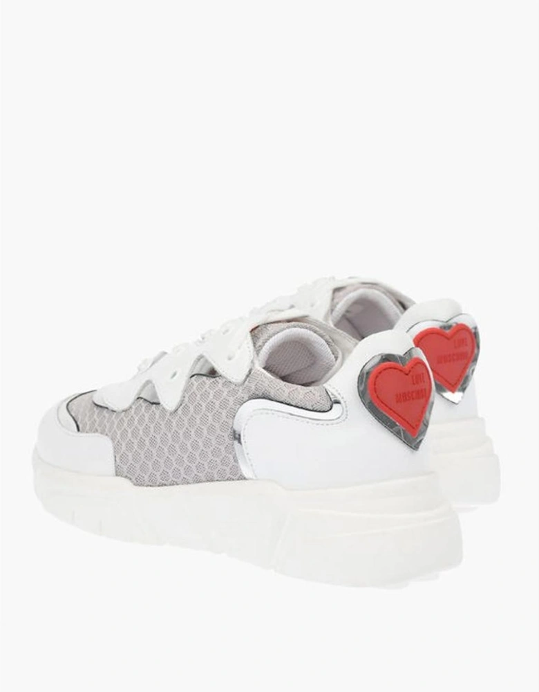 Leather and Canvas Lace-Up Sneakers Women - White